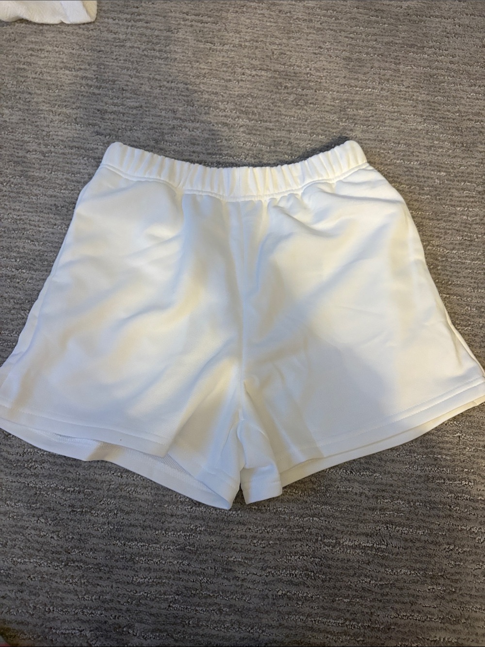 Women’s White Athletic Elastic-Waist Shorts these are new without tags